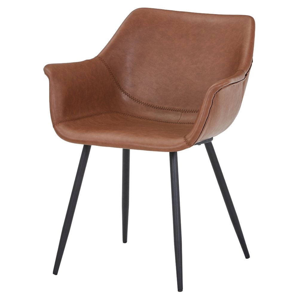 Markley Modern Leather Dining Arm Chair With Metal Legs. Picture 3