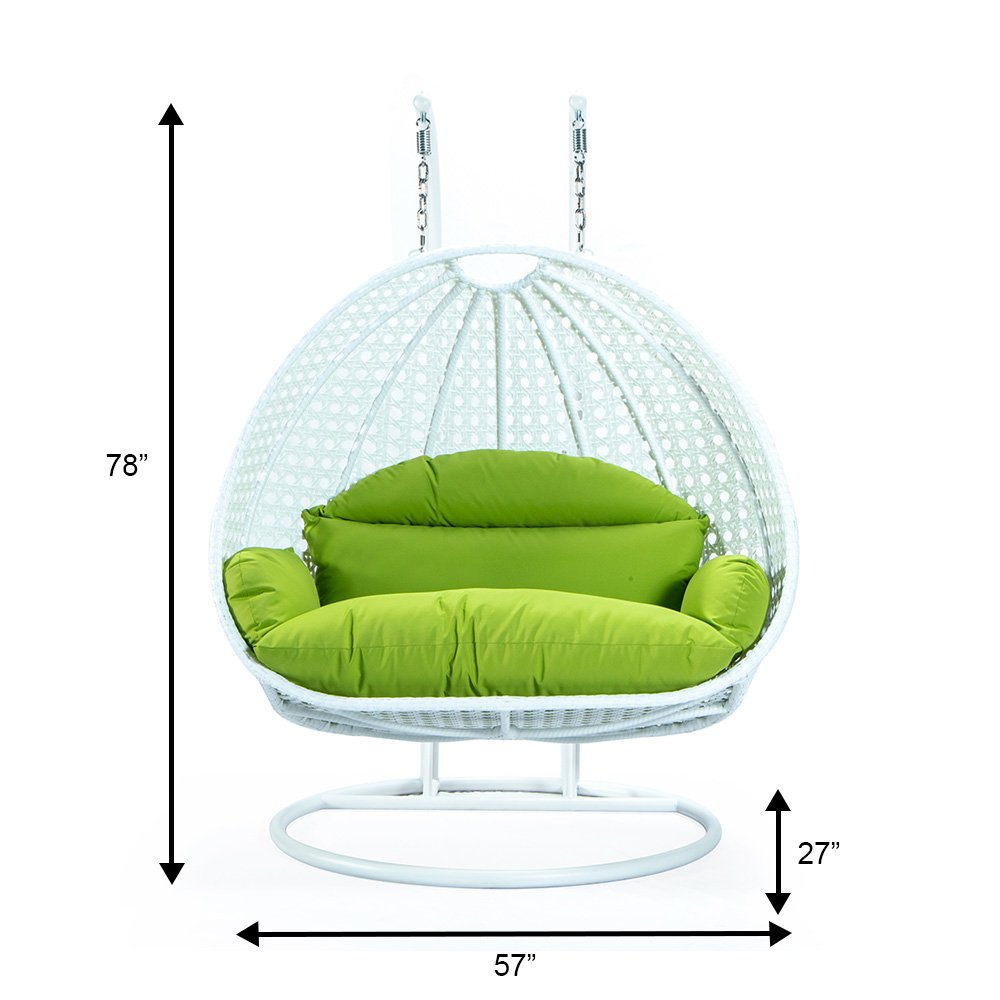 White Wicker Hanging 2 person Egg Swing Chair. Picture 12