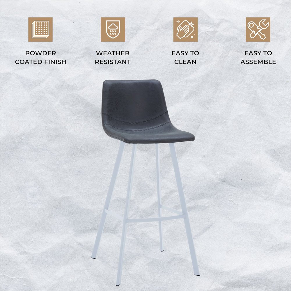 Elland - Bar stool -Charcoal Black- White Base Set of 2. Picture 3
