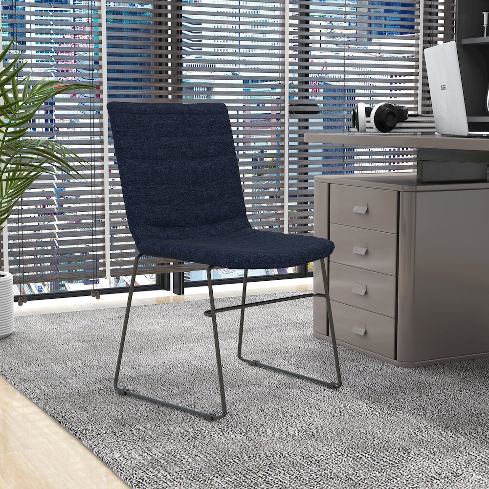 Zylar Series Office Guest Chair in Dark Blue Fabric. Picture 10