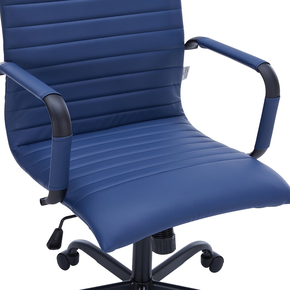 Harris Leather Office Chair in Blue With Black Frame. Picture 16