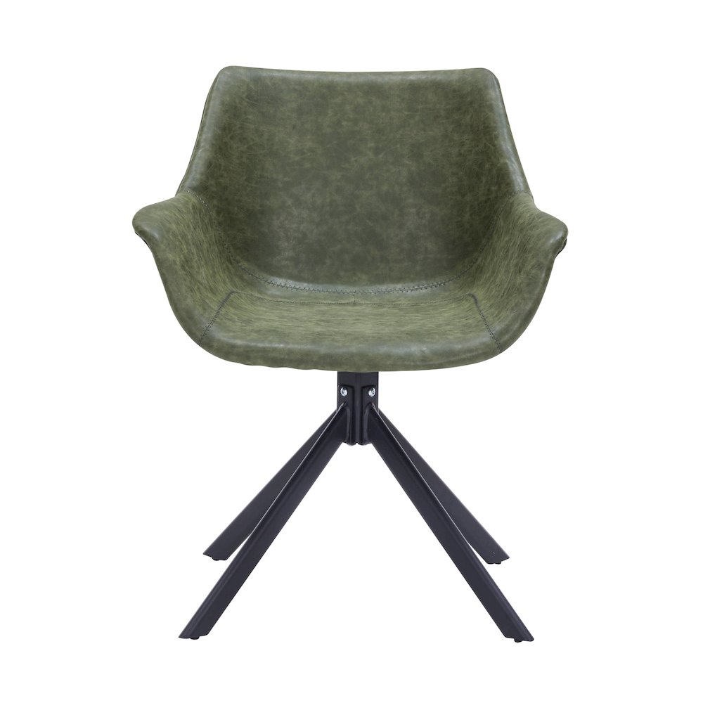 Markley Modern Leather Dining Swival Arm Chair in Green. Picture 8