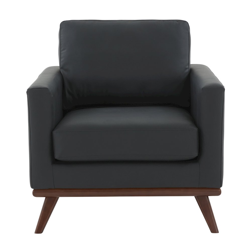 Chester Modern Leather Accent Arm Chair With Birch Wood Base. Picture 14