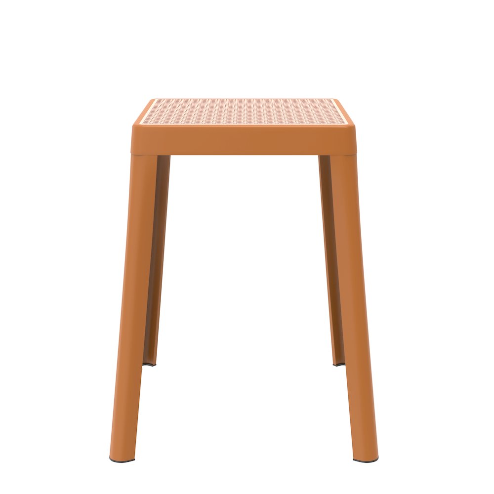 Tresse Series Stackable Poly Stool With Wicker Top 12 in Yellow. Picture 1