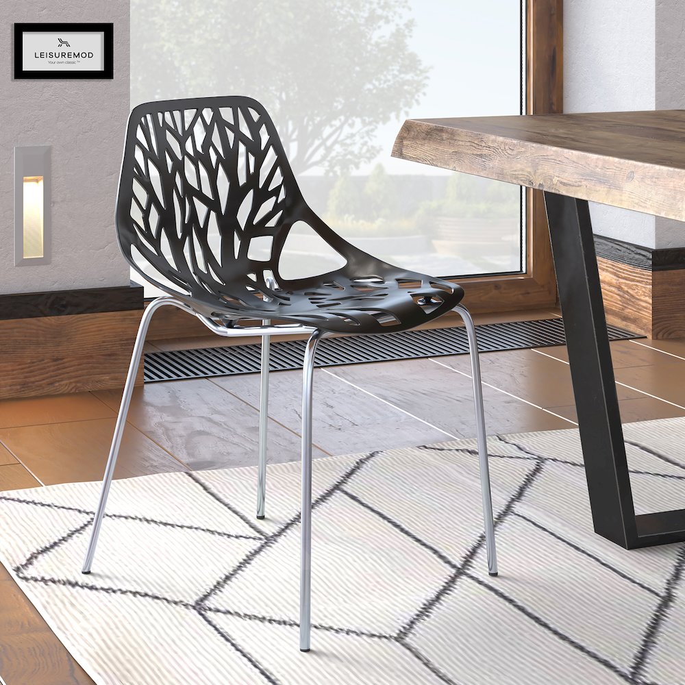 Modern Asbury Dining Chair w/ Chromed Legs. Picture 13