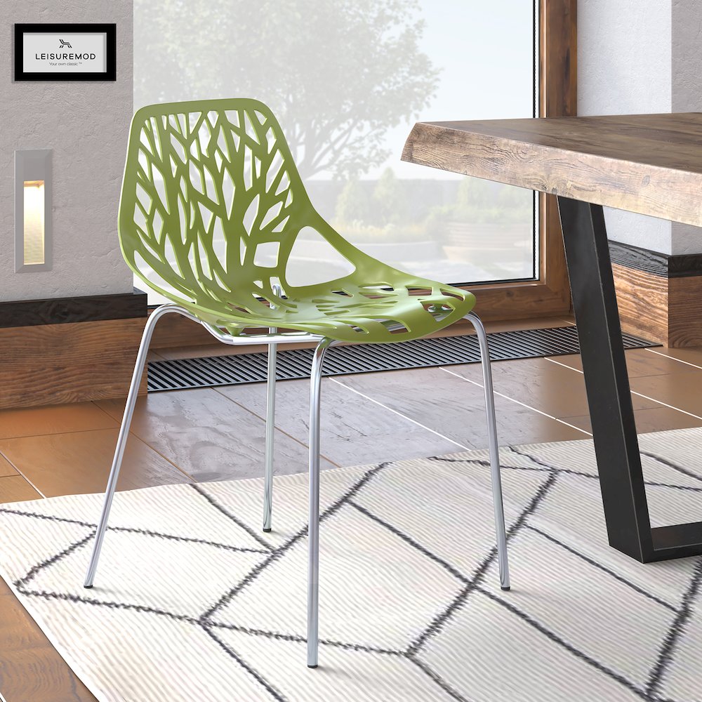 Modern Asbury Dining Chair w/ Chromed Legs. Picture 18