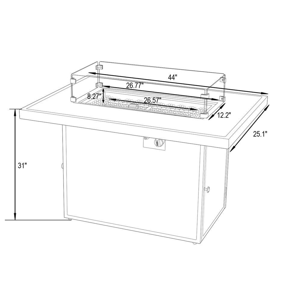 LeisureMod Chelsea 5-Piece Sectional Loveseat and Fireplace Set Black Aluminum with Cushions, Black. Picture 7