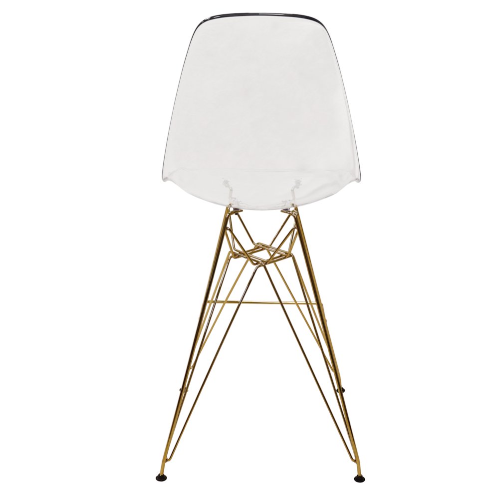 Cresco Modern Acrylic Barstool with Gold Chrome Base and Footrest. Picture 7