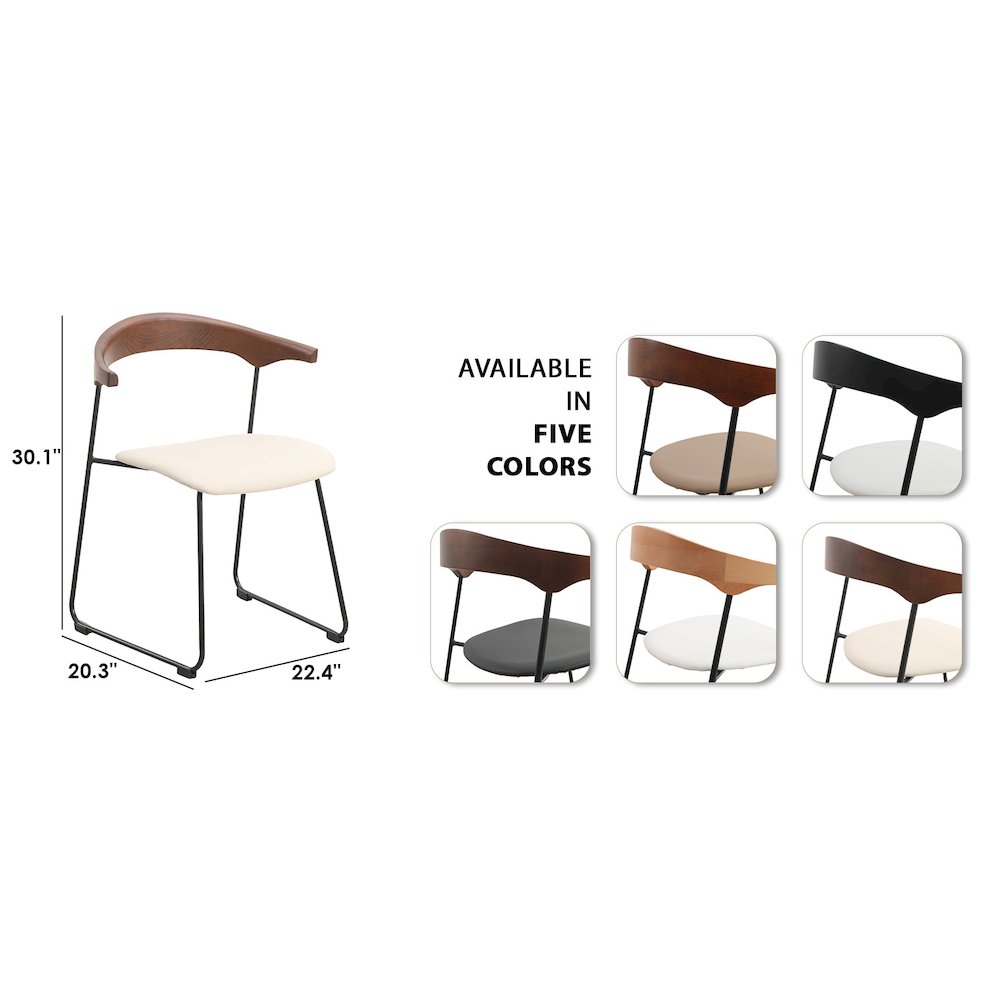 Lyra Collection Modern Chair in Walnut Color back and Taupe Seat. Picture 6