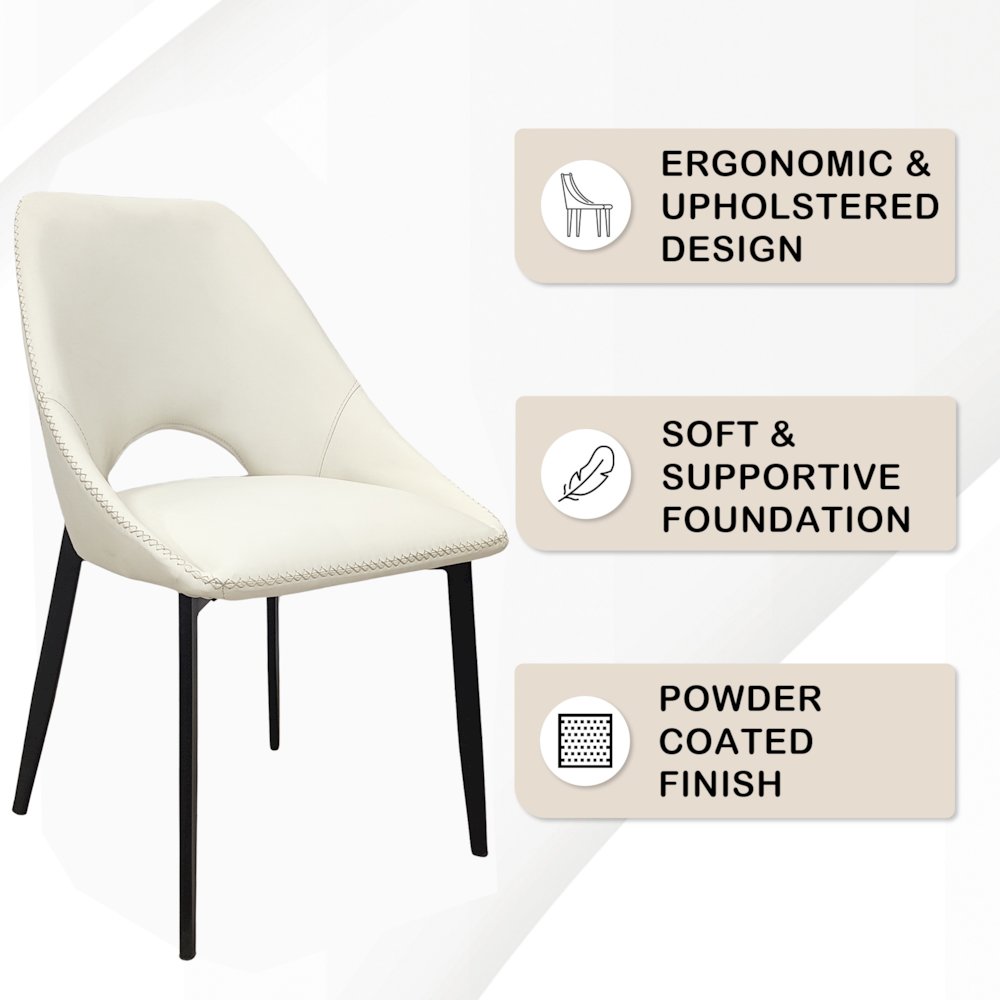 Amalfi Collection Modern Fabric Dining Chair in Coconut White. Picture 41