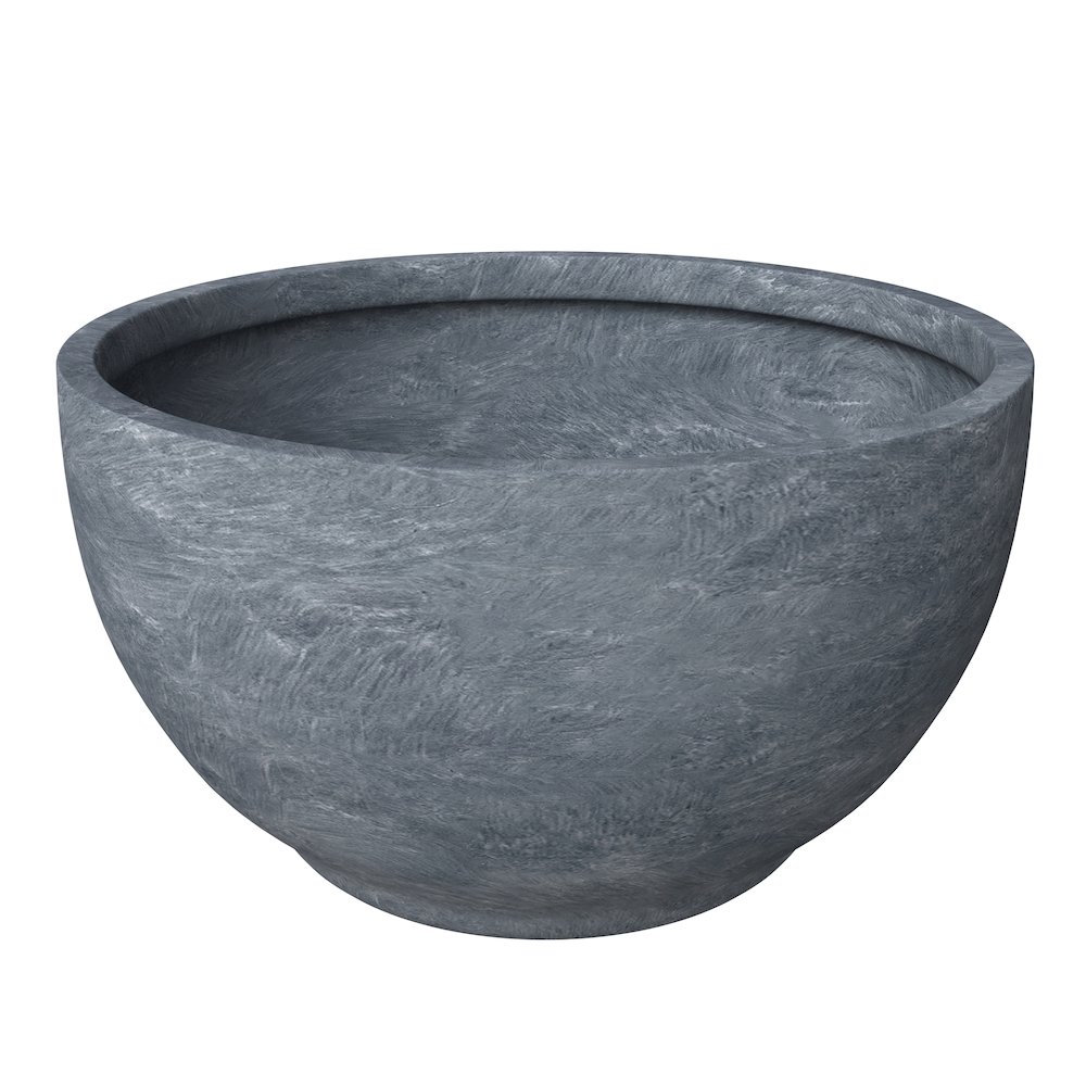 Grove Series Hemisphere Poly Clay Planter in Aged Concrete 14.9 Dia, 7.8 High. Picture 2