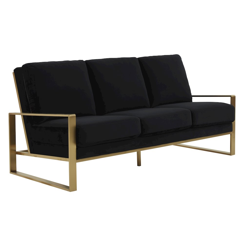 Jefferson Contemporary Modern Design Velvet Sofa With Gold Frame.. Picture 1