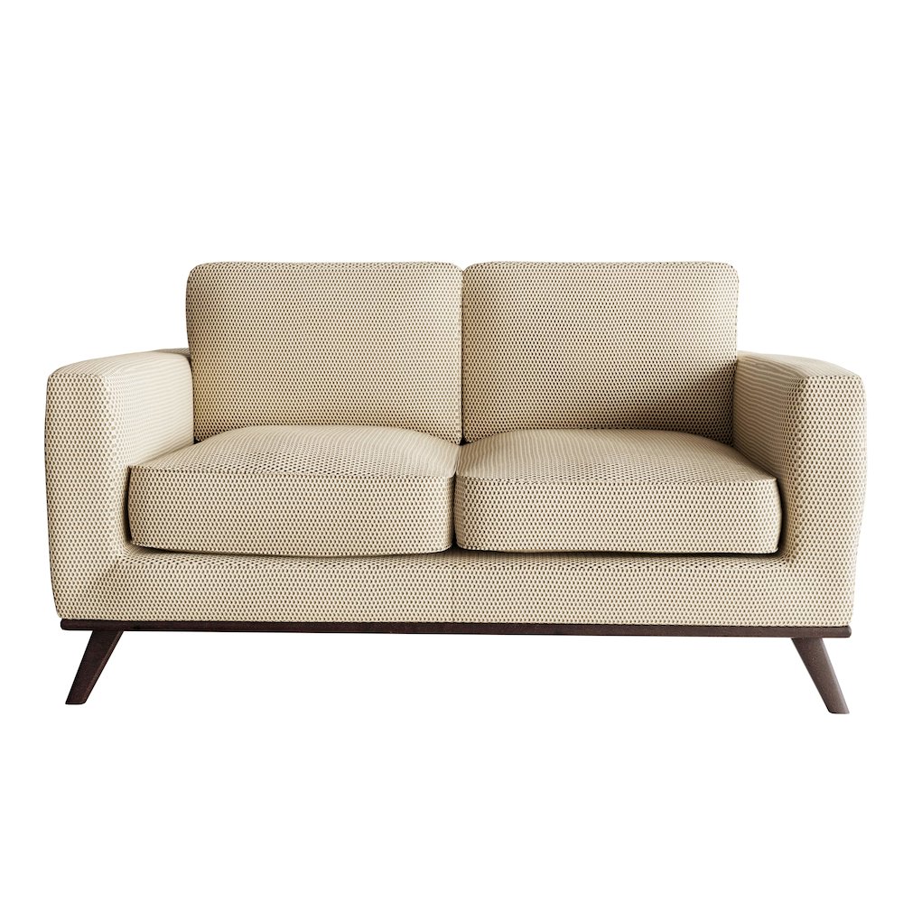 Chester Modern Faux Leather Loveseat in Beige Mesh. Picture 7