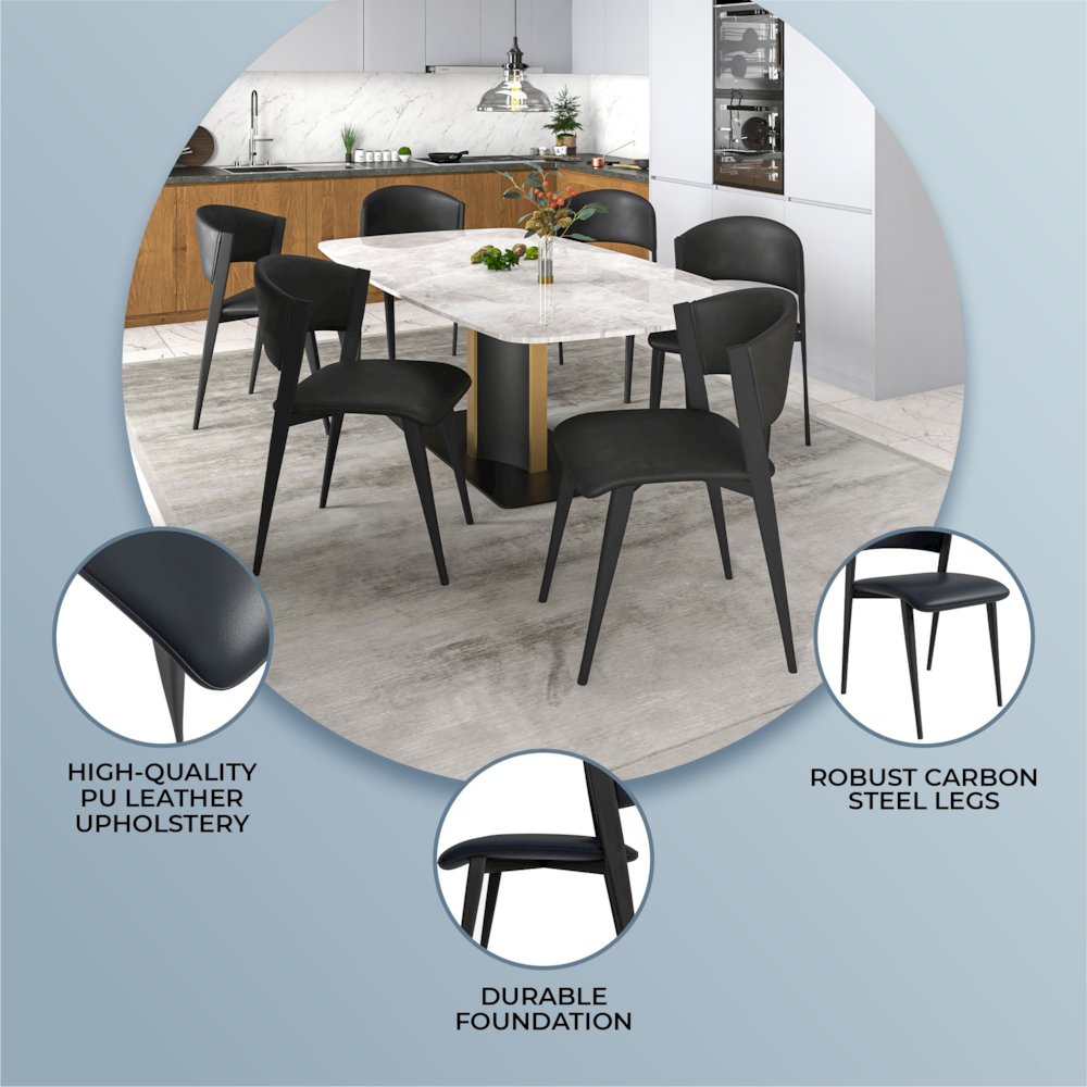 Aspen Collection Modern Dining Chair Black Frame in Black. Picture 12