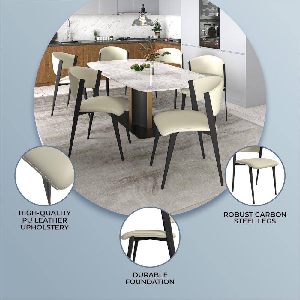 Aspen Collection Modern Dining Chair Black Frame in Light Grey. Picture 12