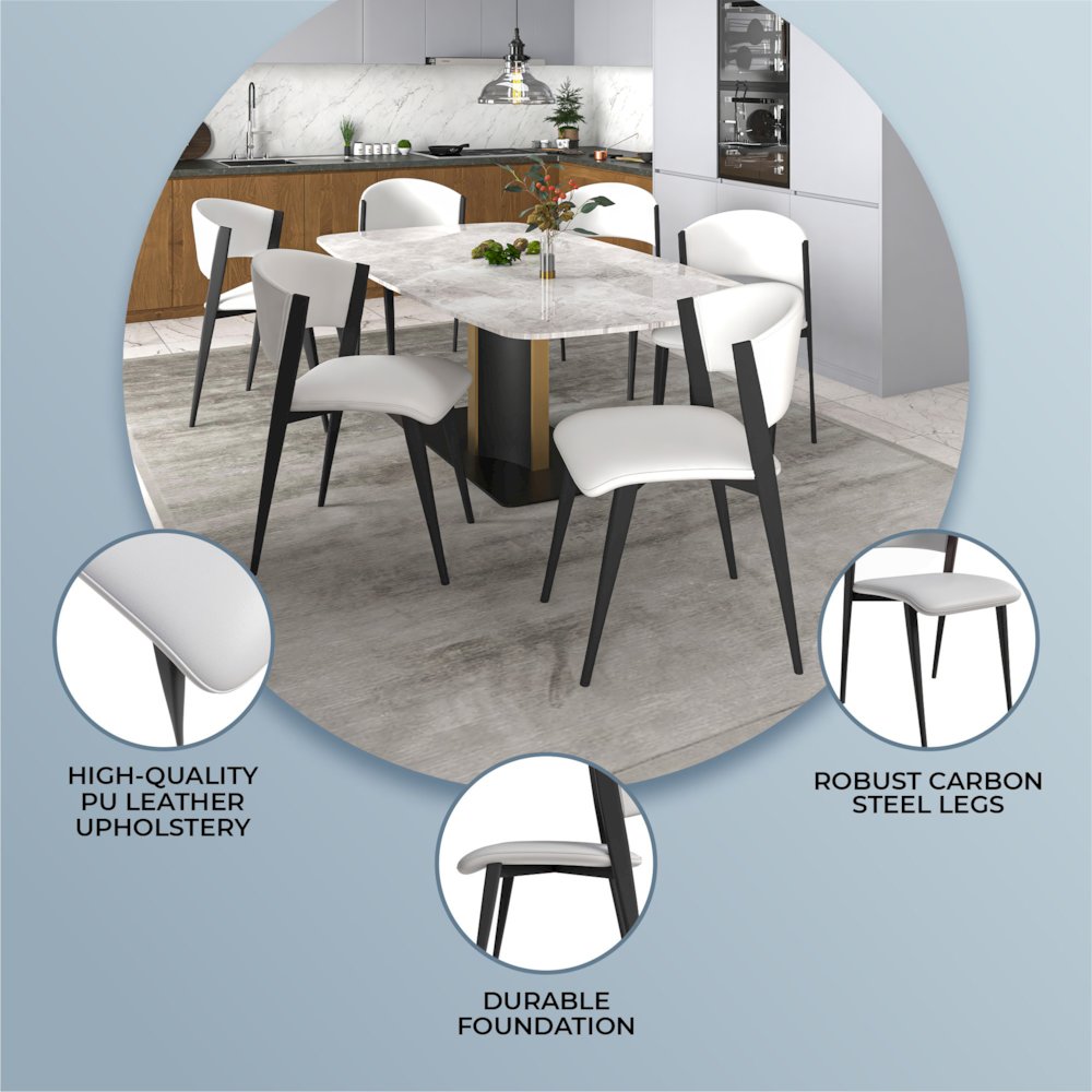 Aspen Collection Modern Dining Chair Black Frame in White. Picture 12
