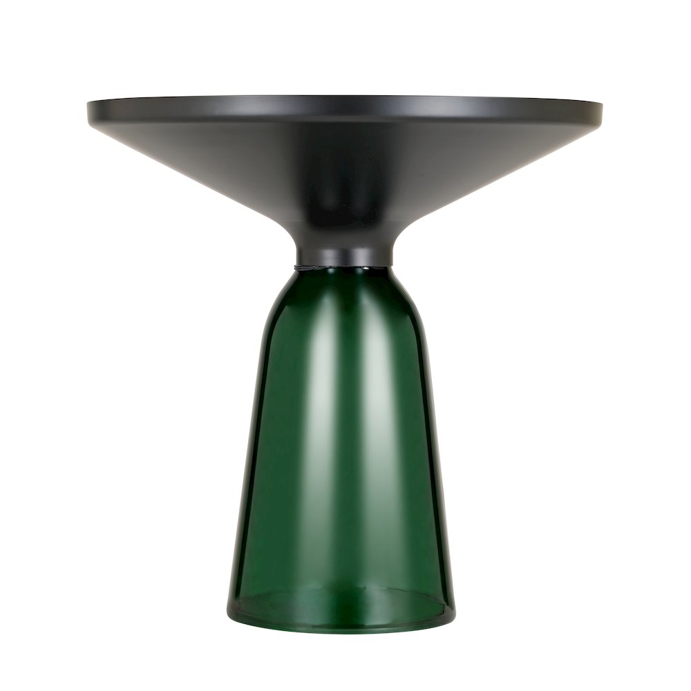Tully Collection Glass side Table Green glass, Black Rim with Black Glass top. Picture 16