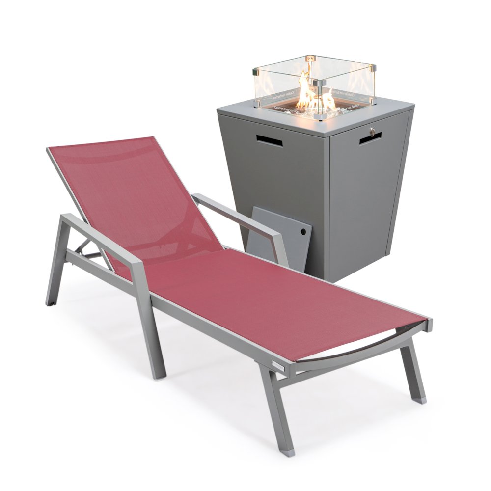 Marlin Modern Grey Aluminum Outdoor Patio Chaise Lounge Chair. Picture 6