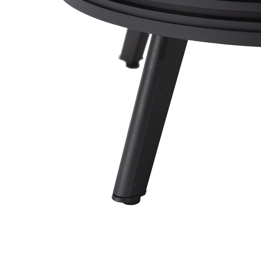 Walbrooke Outdoor Patio Aluminum Round Slats Design Fire Pit Side Table. Picture 13