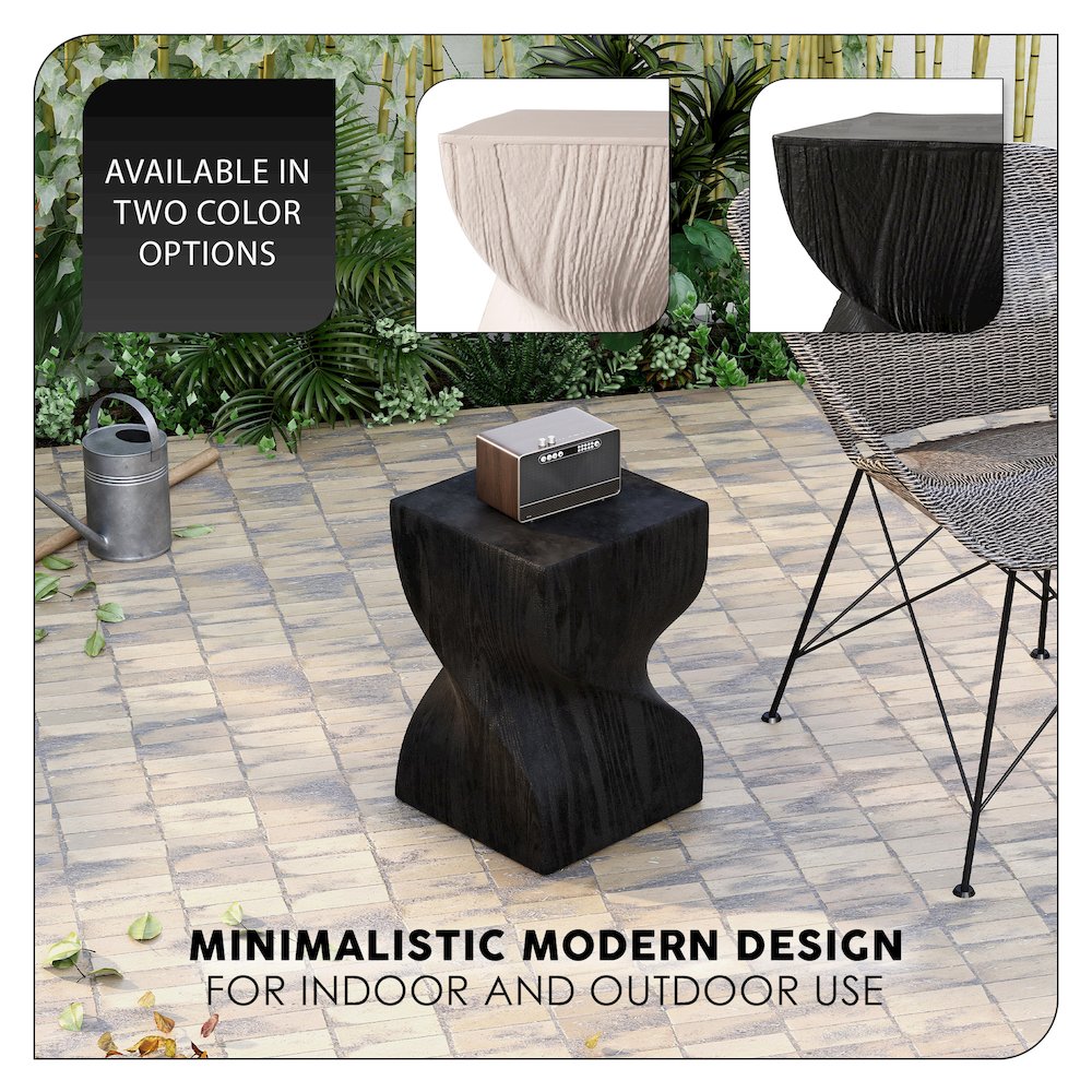 Onyx Collection Fiberglass Outdoor Side Table in Black. Picture 9