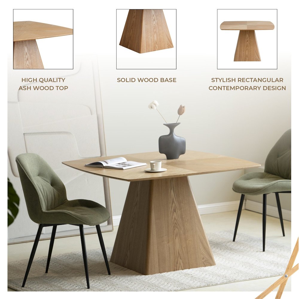 Zephry Collection Modern Dining Wooden Square Dining Table in Natural Wood. Picture 6