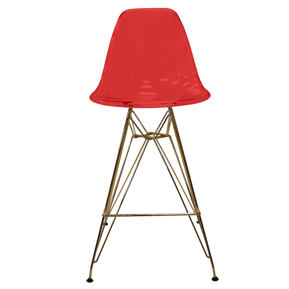 Cresco Counter Height Chair With Eiffel Gold Base In Transparent Red. Picture 3