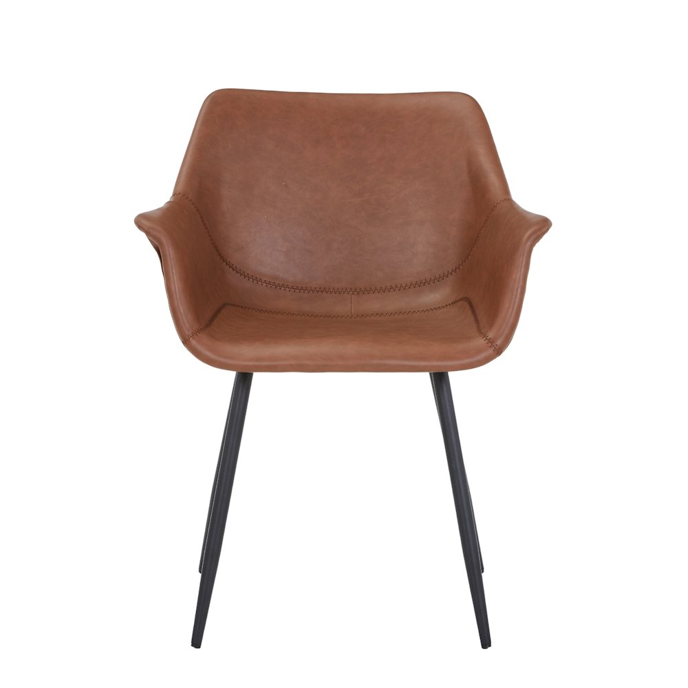 Markley Modern Leather Dining Arm Chair With Metal Legs. Picture 9