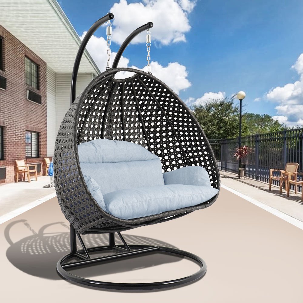 Charcoal Wicker Hanging 2 person Egg Swing Chair. Picture 1