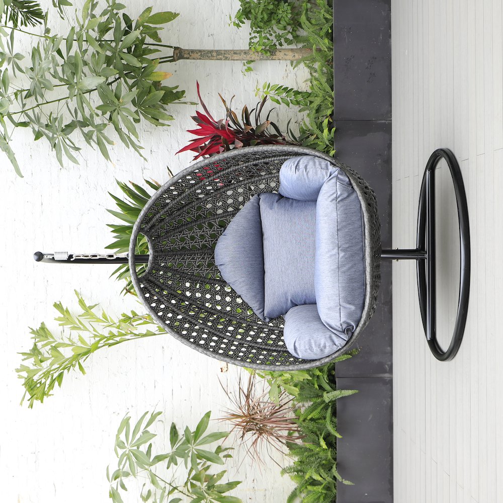 Charcoal Wicker Hanging Egg Swing Chair. Picture 7