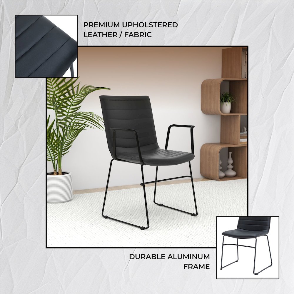 Zylar Series Office Guest Arm Chair in Black Leather. Picture 13