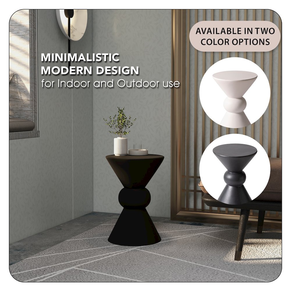 Echo Collection Fiberglass Outdoor Side Table in Dark Grey. Picture 12
