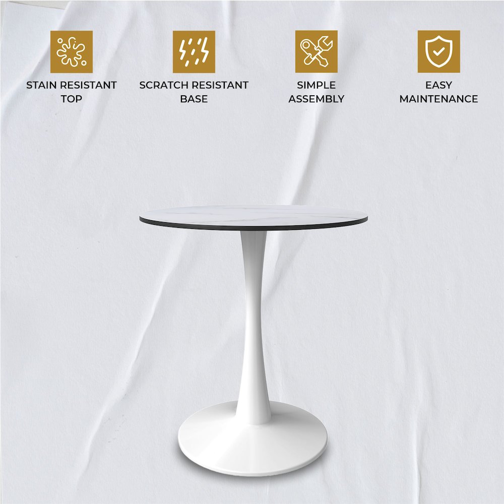 Bristol 24" round dining table White base with marbled MDF top. Picture 15