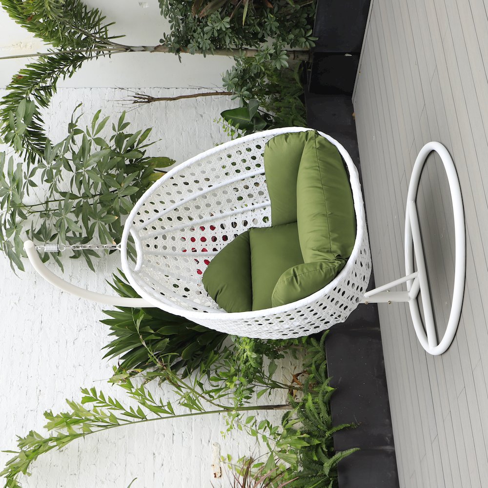 White Wicker Hanging Egg Swing Chair. Picture 2