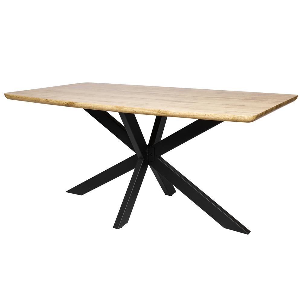 Ravenna 63" Rectangular Wood Dining Table With Modern Metal Base. Picture 2