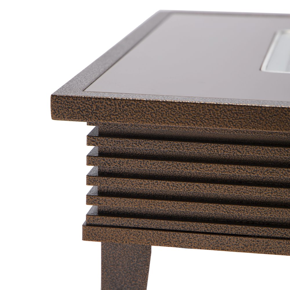 Walbrooke Outdoor Patio Aluminum Square Slats Design Fire Pit Side Table. Picture 12