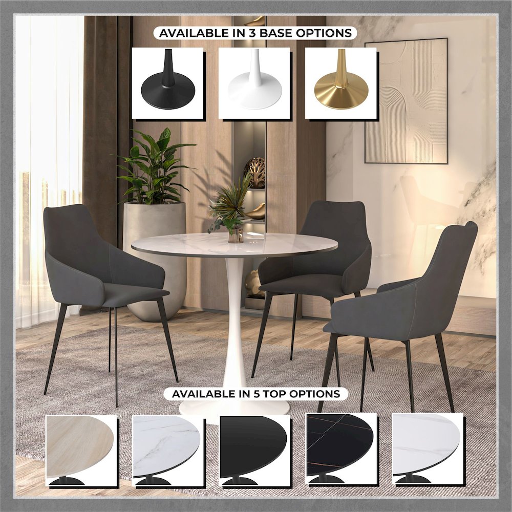 Bristol 31" round dining table White base with White Sintered stone Top. Picture 23