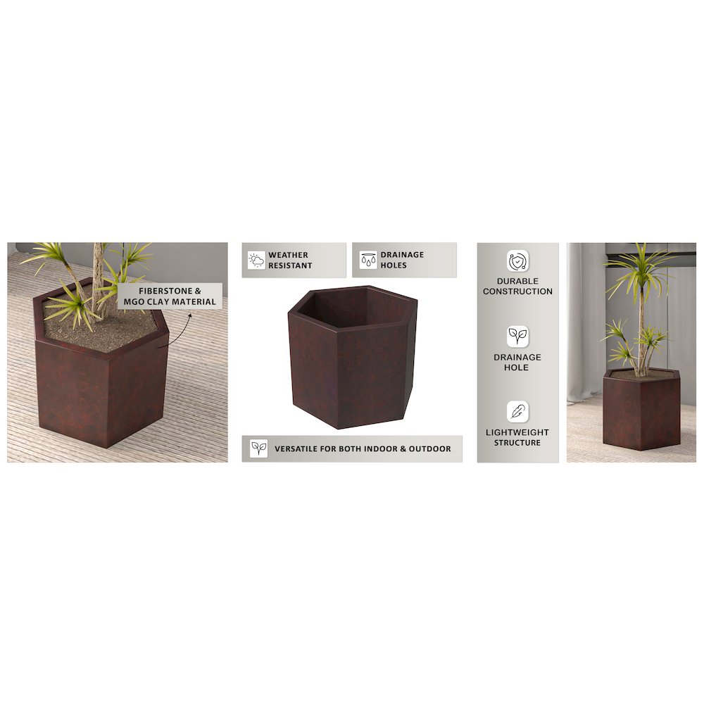 Thicket Series Poly Stone Planter in Brown 11 High. Picture 13