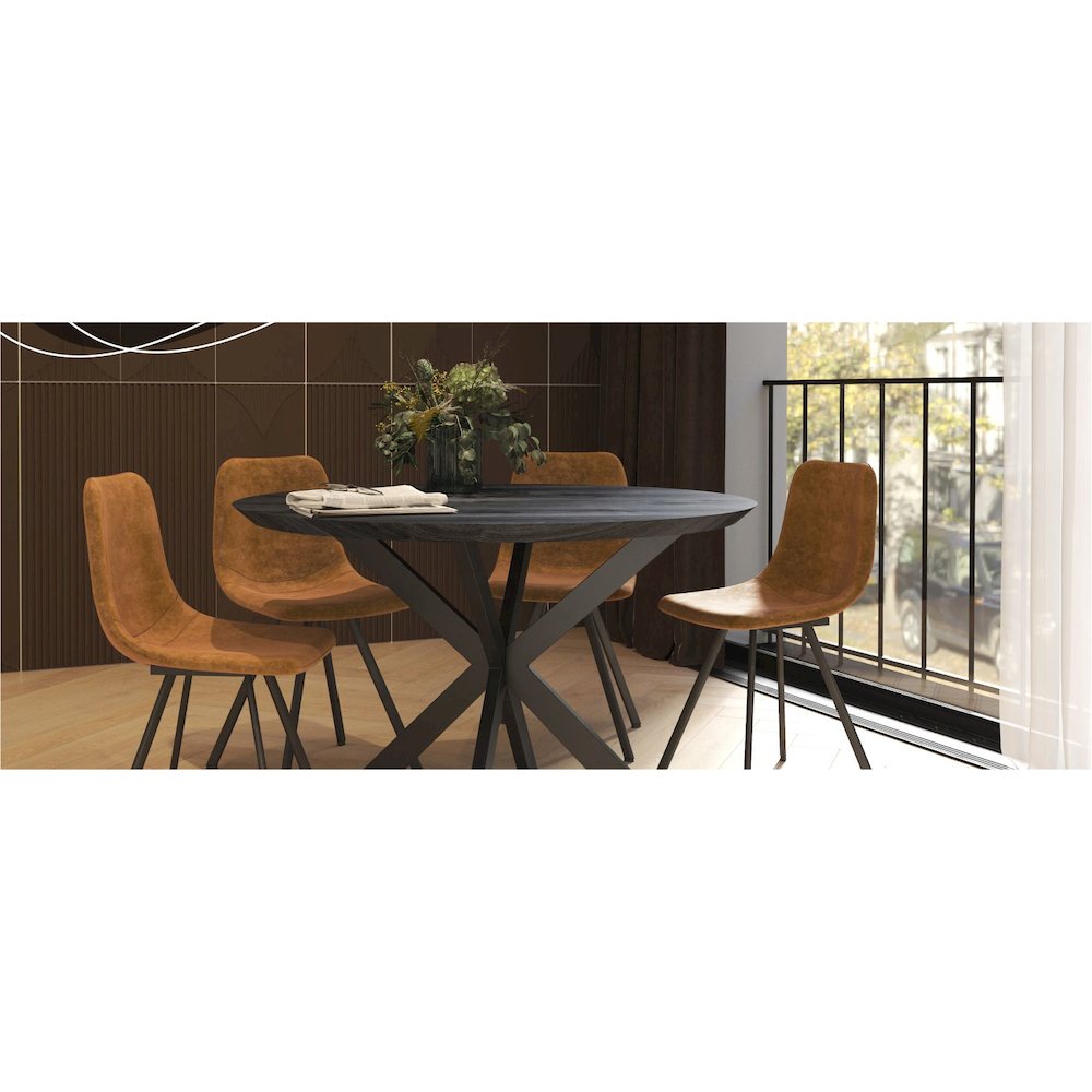 Markley Modern Leather Dining Chair With Metal Legs. Picture 39