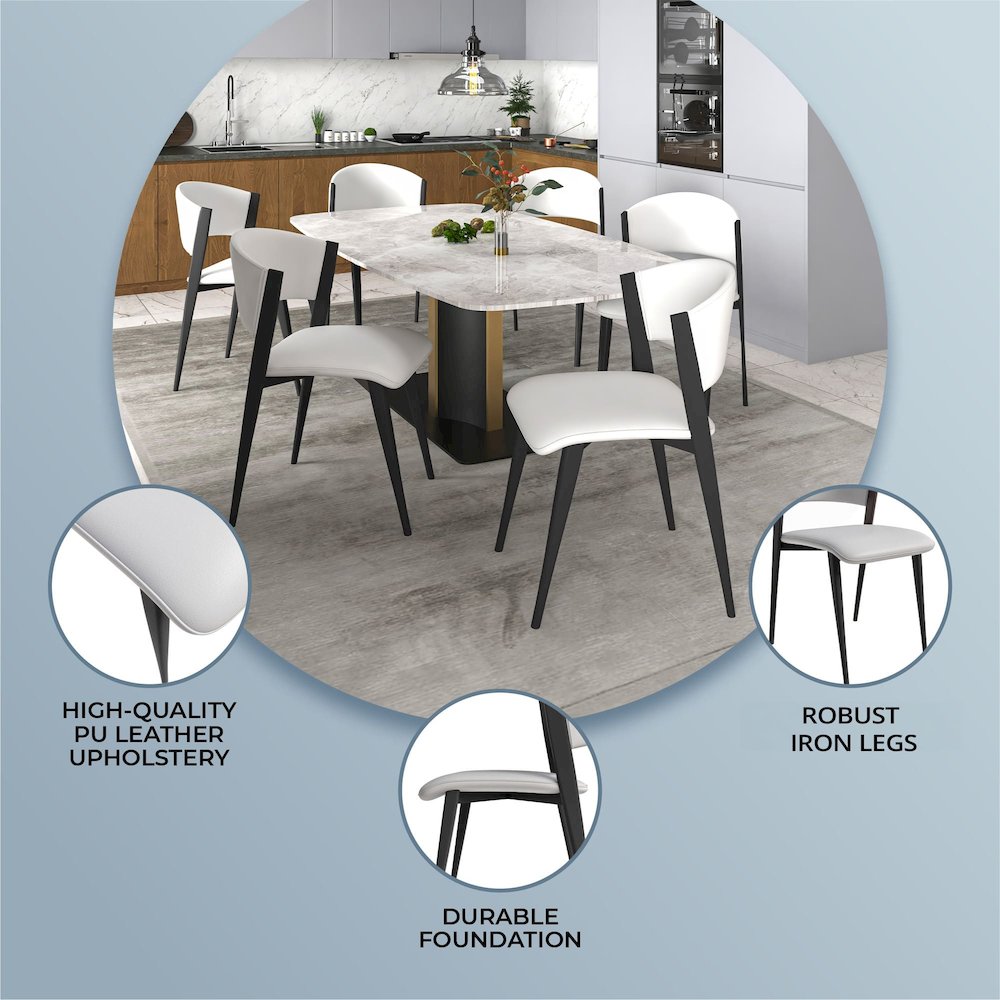 Aspen Collection Modern Dining Chair Black Frame in White Set of 4. Picture 3