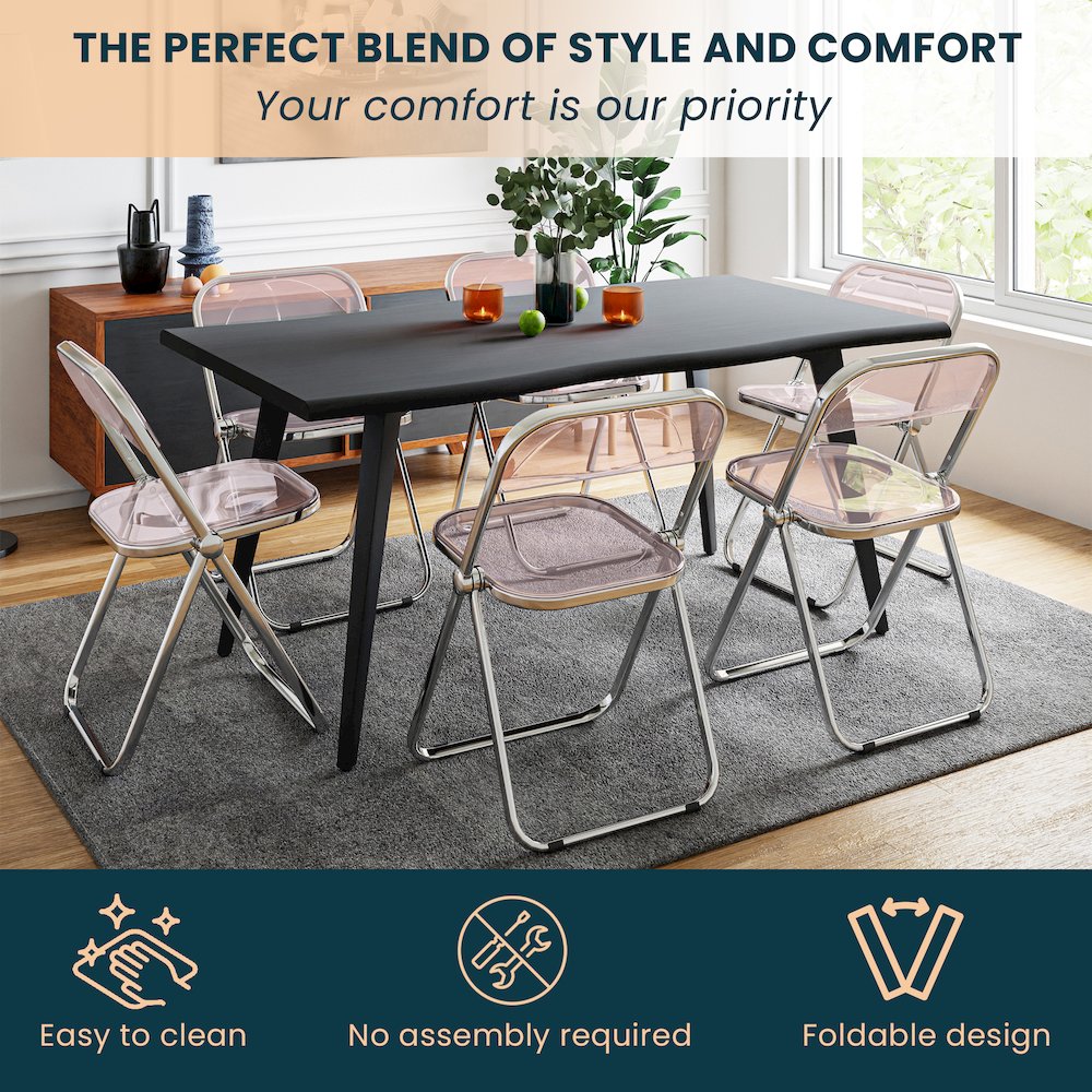 Lawrence Acrylic Folding Chair With Metal Frame, Set of 2. Picture 22