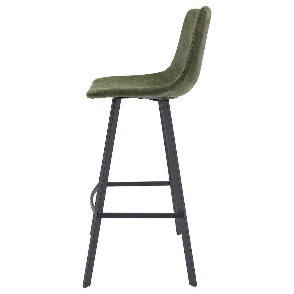Elland Modern Upholstered Leather Bar Stool With Iron Legs & Footrest Set of 2. Picture 4
