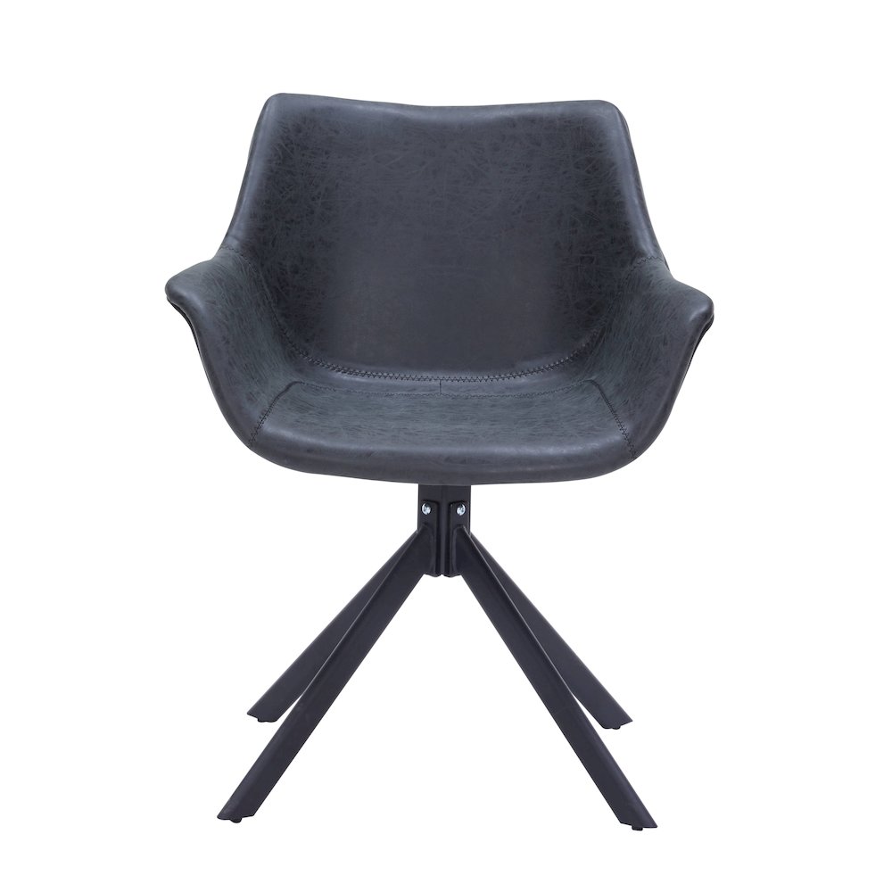 Markley Modern Leather Dining Swival Arm Chair in Black. Picture 7