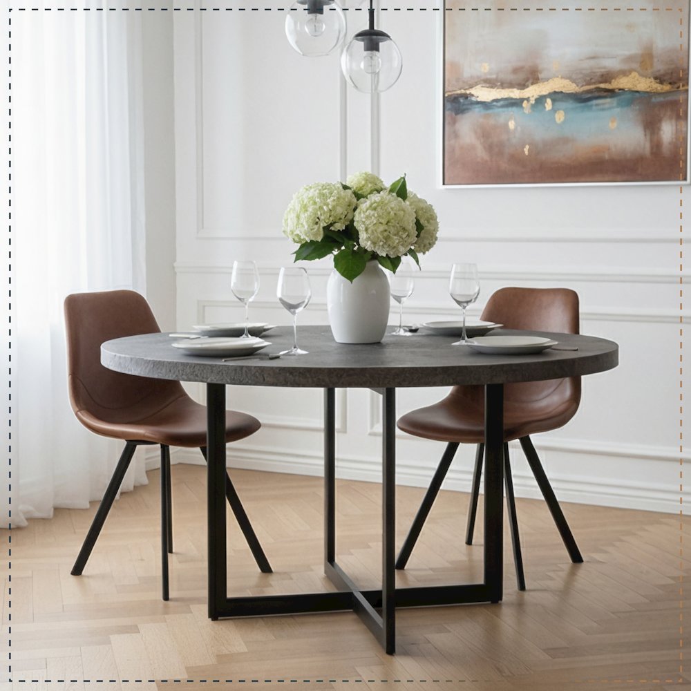 Markley Modern Leather Dining Chair With Metal Legs. Picture 12