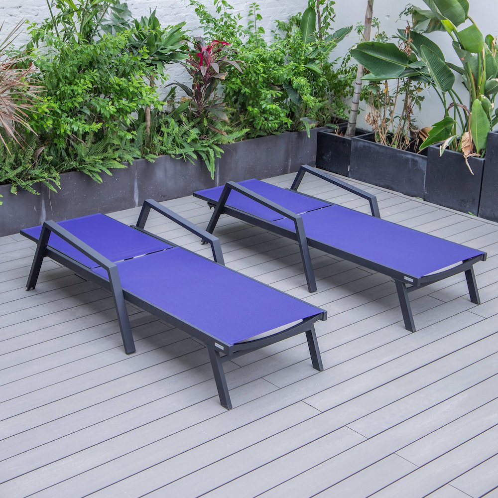 Marlin Patio Chaise Lounge Chair in Navy Blue. Picture 2