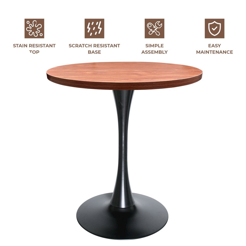 Bristol Dining table, Black Base with 27 Round Cognac Brown MDF top. Picture 5