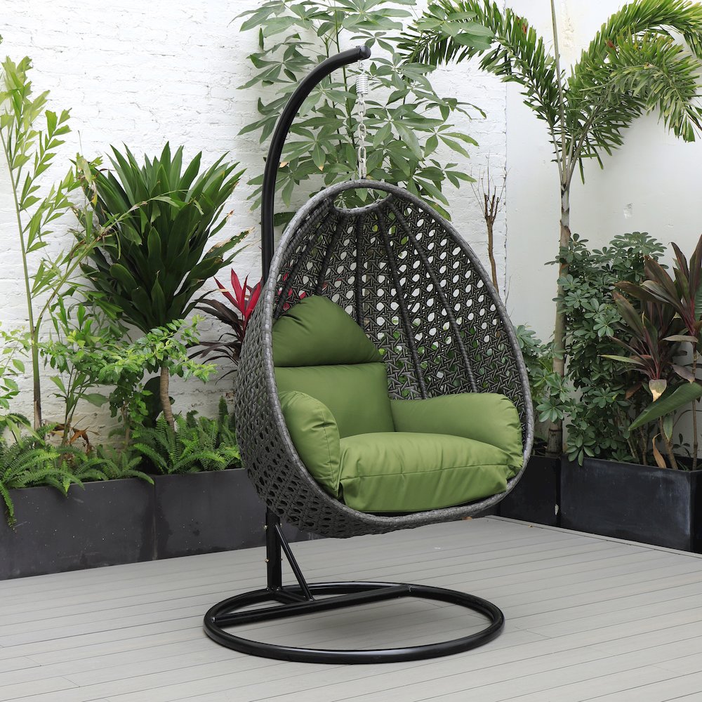 Charcoal Wicker Hanging Egg Swing Chair. Picture 5