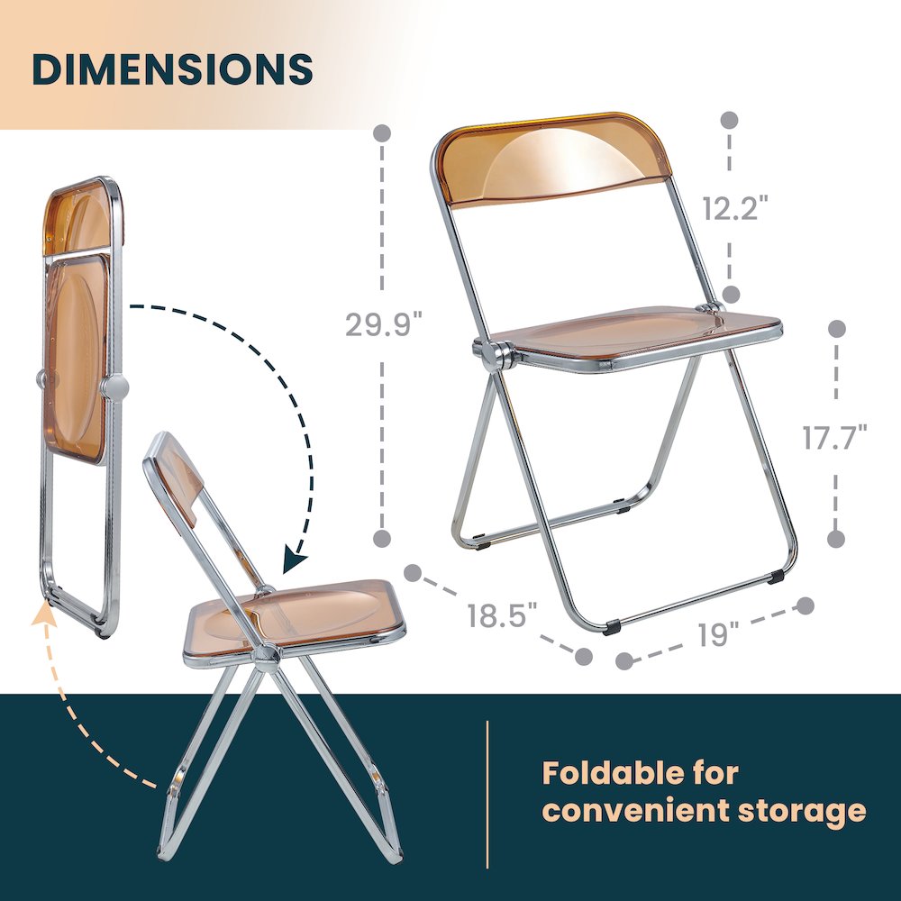 Lawrence Acrylic Folding Chair With Metal Frame. Picture 8