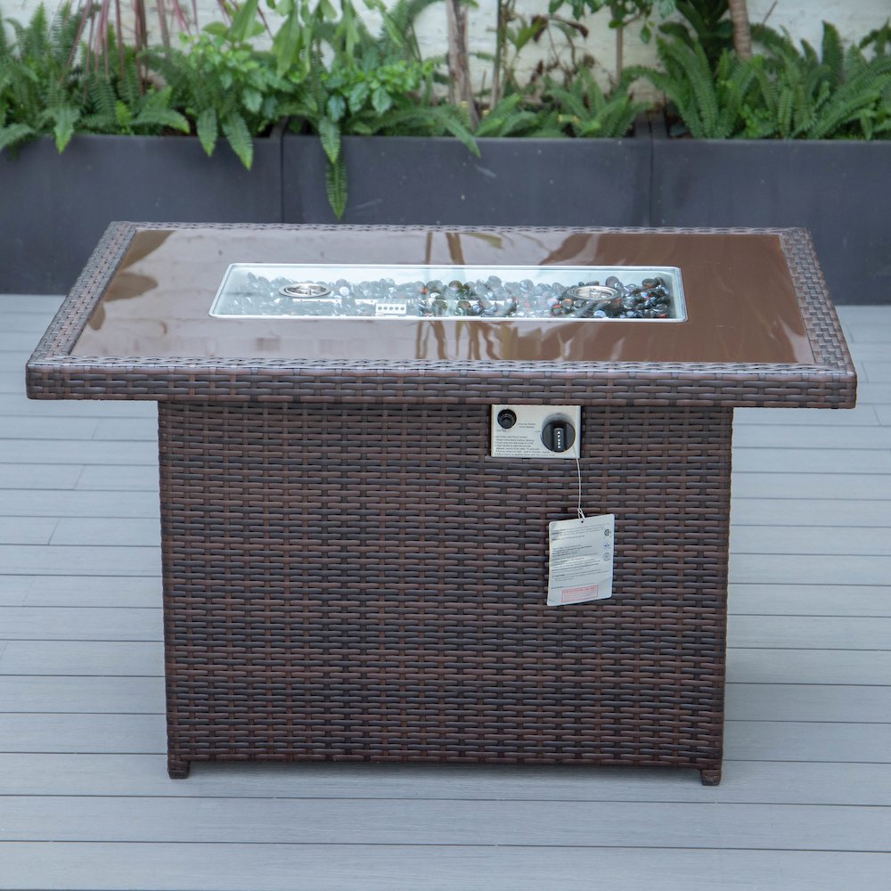 Mace Wicker Patio Modern Propane Fire Pit Table. Picture 7