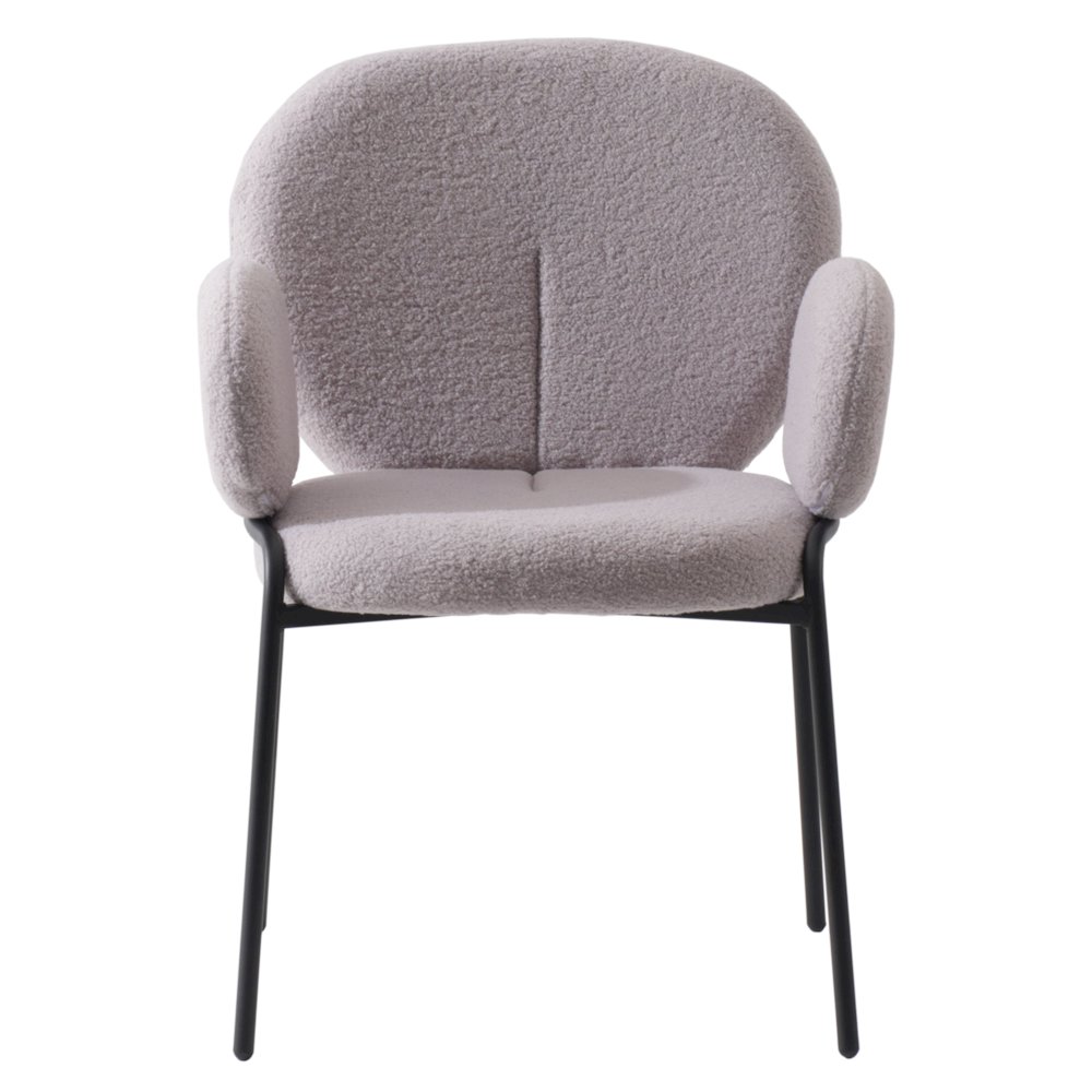 Celestial Series Boucle Dining Arm Chair, Black Frame with Grey Fabric Set of 2. Picture 4