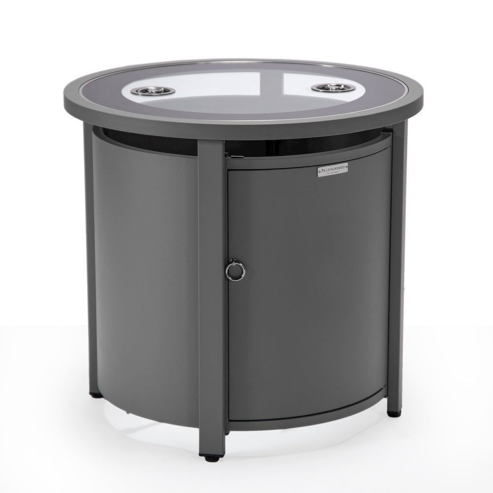 Walbrooke Patio Round Fire Pit and Tank Holder in Grey. Picture 12